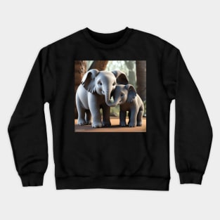 Mother And Baby Elephant Crewneck Sweatshirt